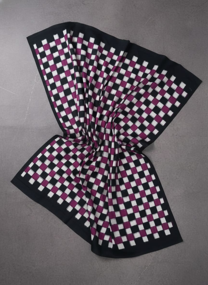 Purple Black White Pasapali Design Sambalpuri Fabrics