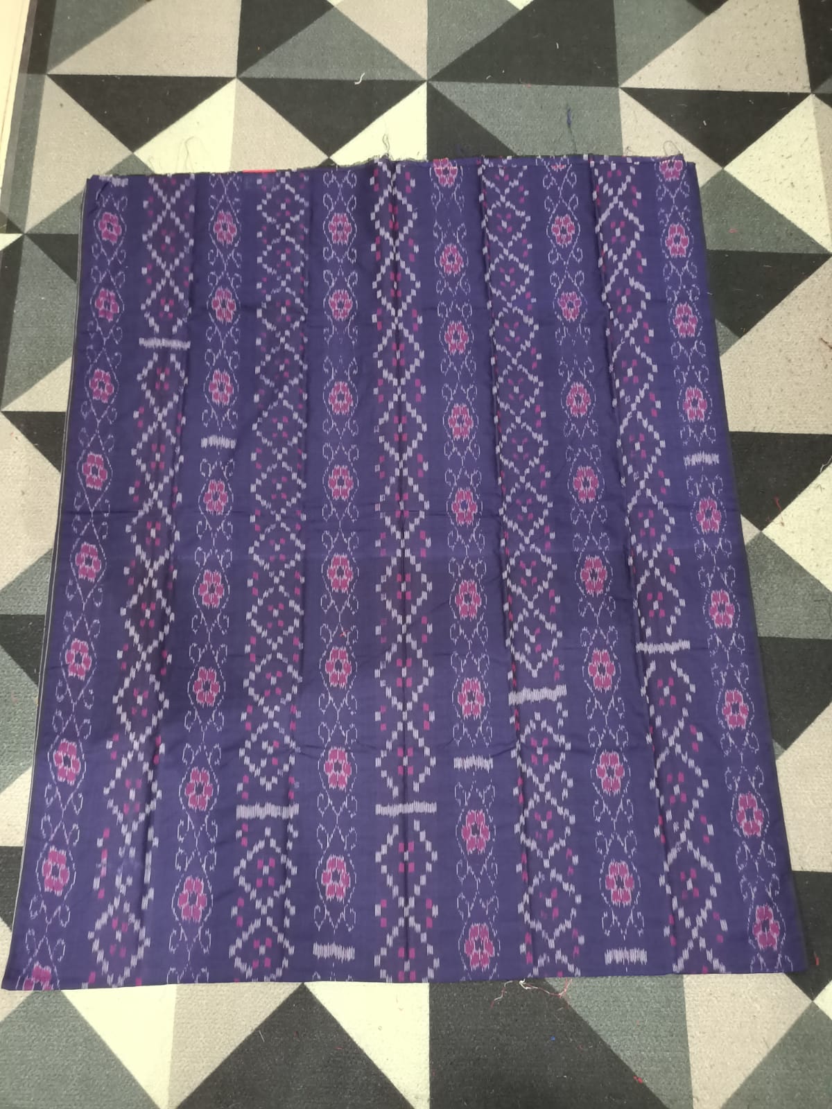 Blue Yellow Handwoven Odisha Ikat Unstitched Dress Material Set (Top 2.5m, Bottom 2m, Dupatta 2.5m)