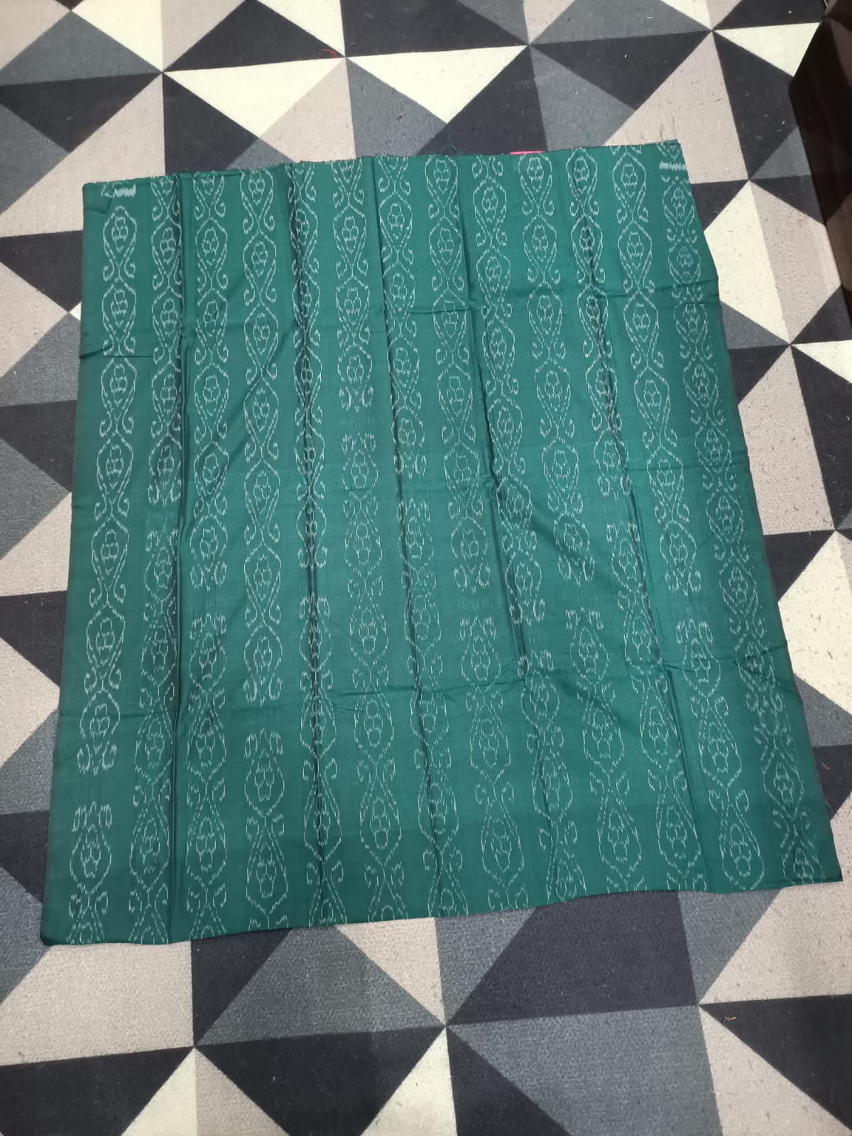 Green Magenta Handwoven Odisha Ikat Unstitched Dress Material Set (Top 2.5m, Bottom 2m, Dupatta 2.5m)