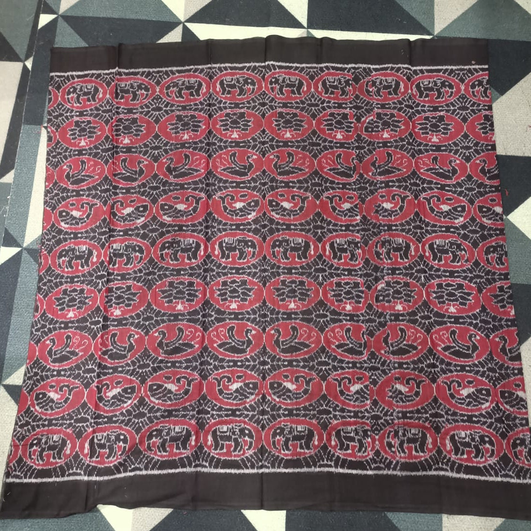 Black Maroon Animal Design Dress Set