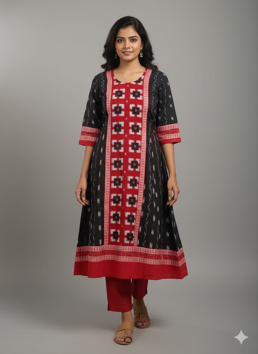 Black Red Cube Style Designer A-Line Anarkali