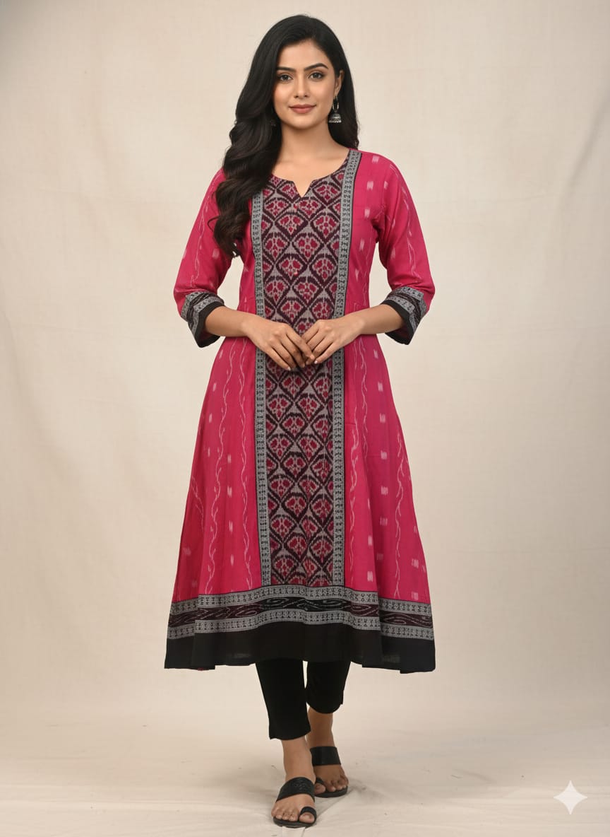 Pink Black Flower Designer A-Line Anarkali