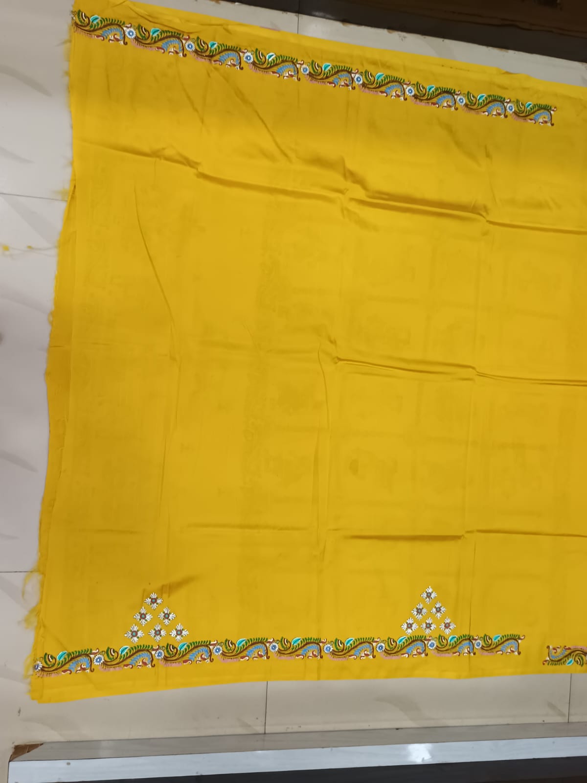Yellow Dance Theme Pattachitra Khadi Silk Saree