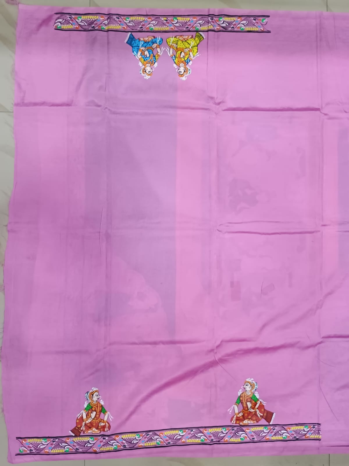 Pink Boita Bandan Theme Pattachitra Khadi Silk Saree