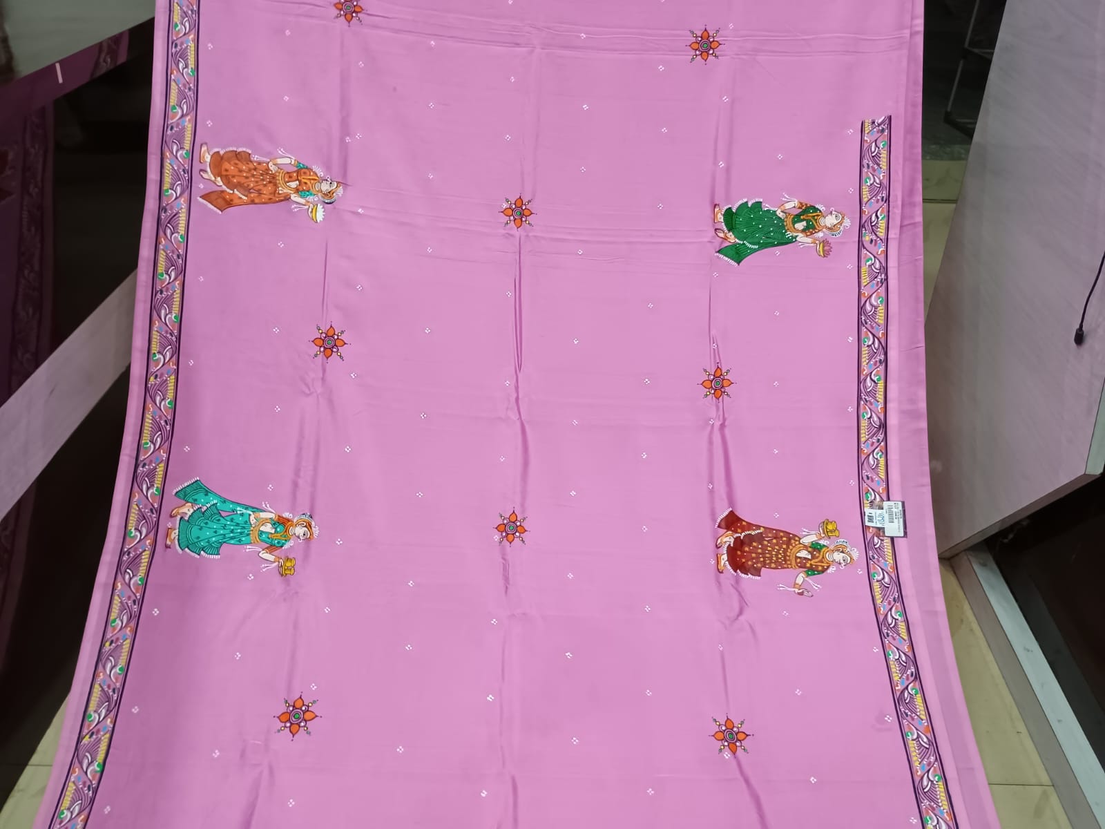 Pink Boita Bandan Theme Pattachitra Khadi Silk Saree