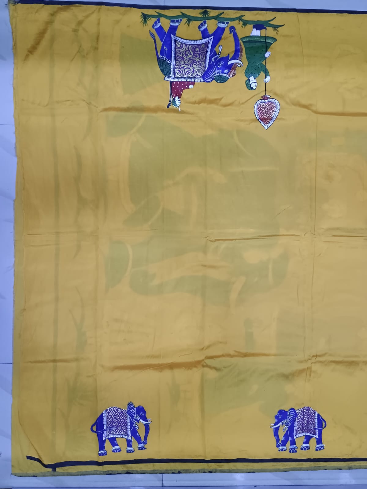 Yellow Ashoka Theme Pattachitra Khadi Silk Saree