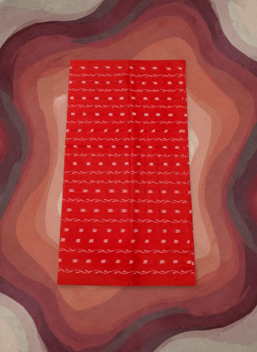 Red Lata Design Ikat Nuapatna Fabrics