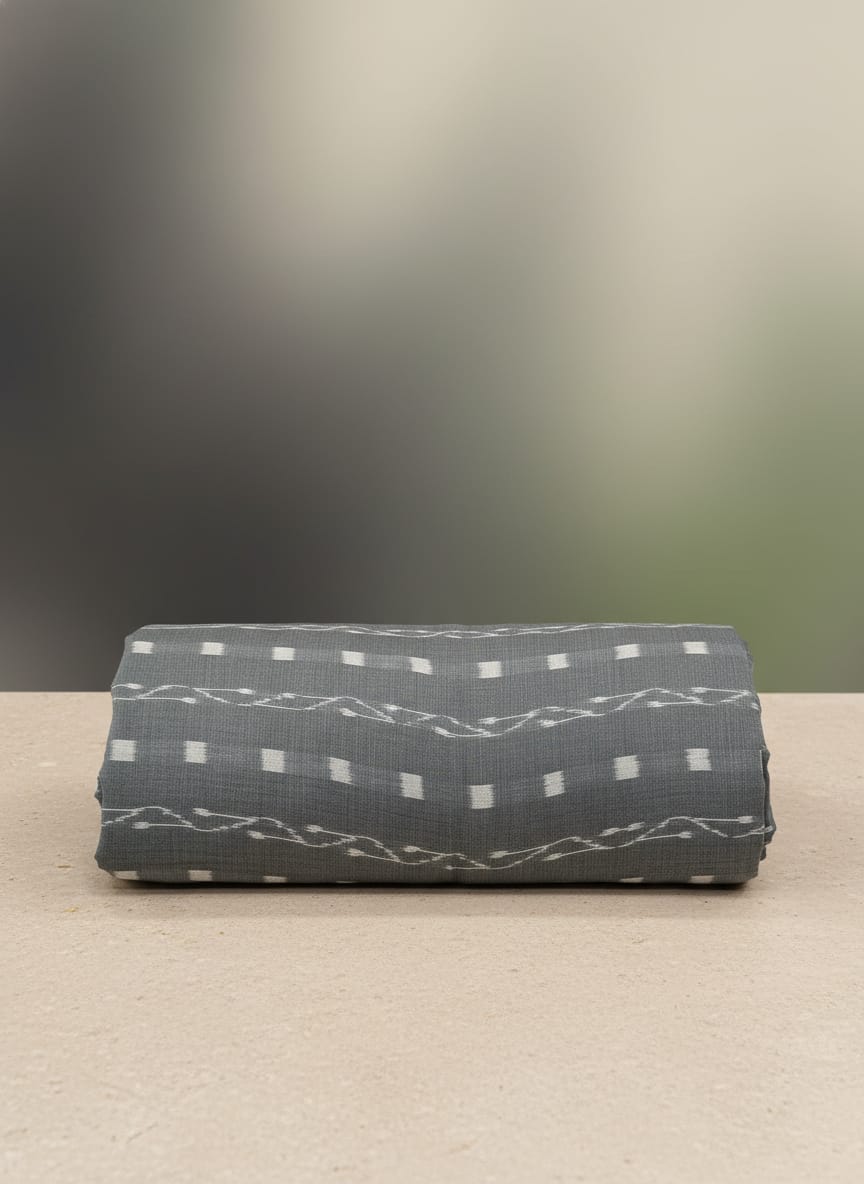 Grey Lata Design Ikat Nuapatna Fabrics