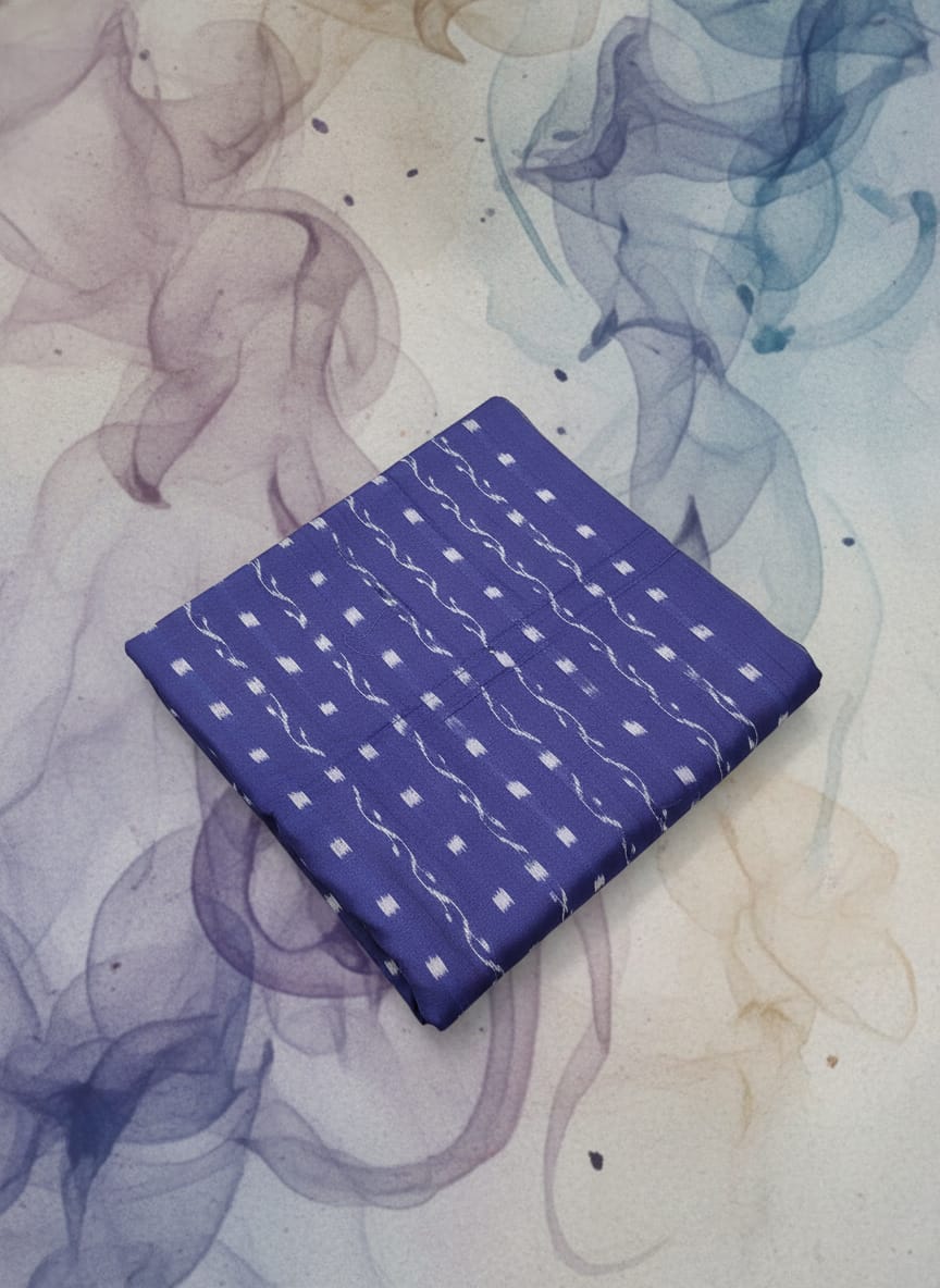Navy Blue Lata Design Ikat Nuapatna Fabrics