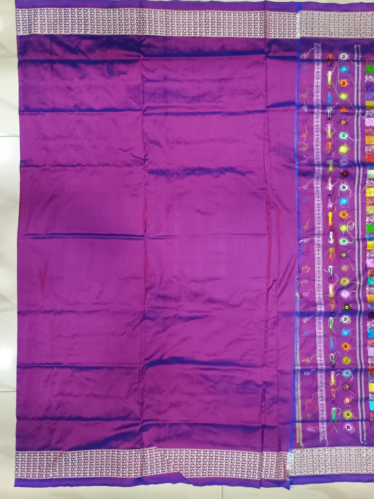 Parrot Green Purple Dolabedi Silk Saree