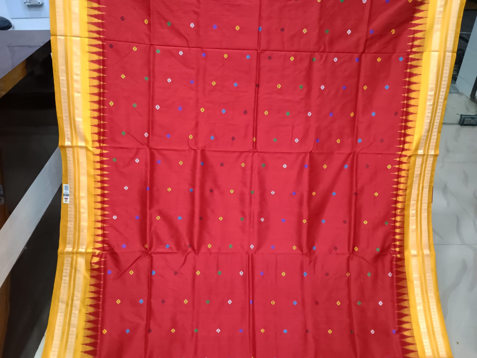 Maroon Yellow Dolabedi Silk Saree