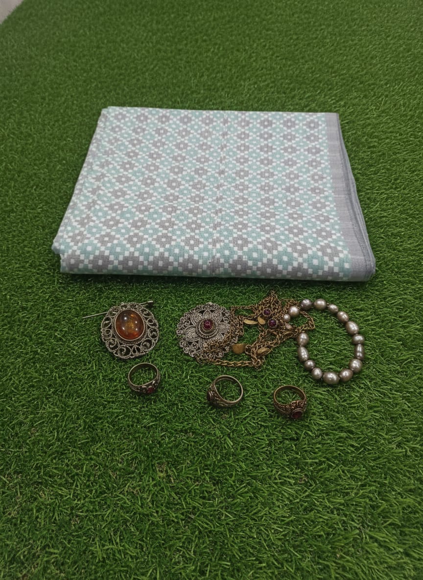 Grey Green Pasapali Design Sambalpuri Fabrics