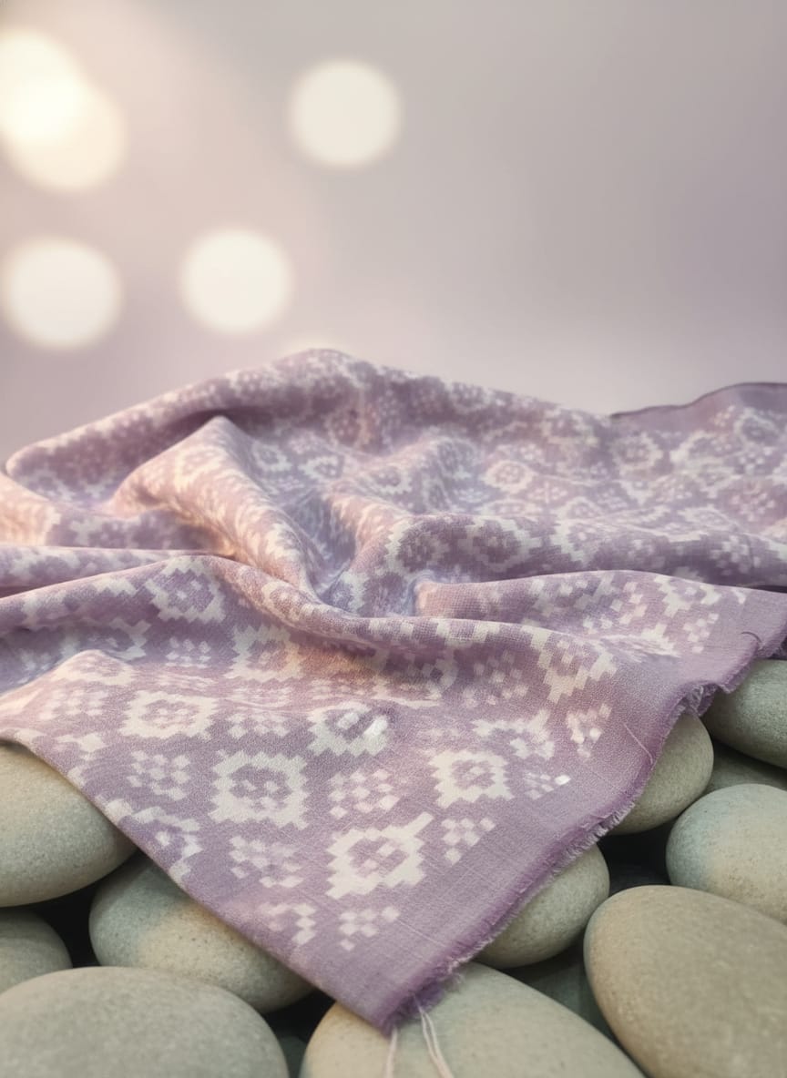 Light Purple White Pasapali Design Sambalpuri Fabrics