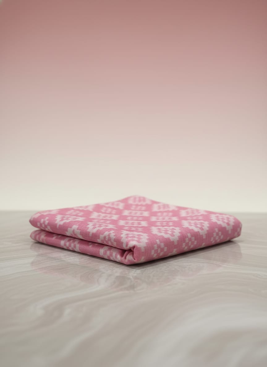 Pink White Pasapali Design Sambalpuri Fabrics