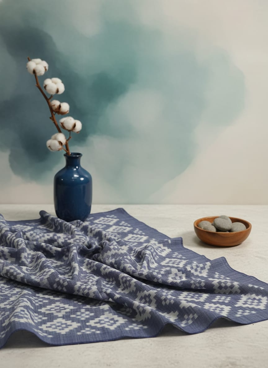 Lavender Grey White Pasapali Design Sambalpuri Fabrics