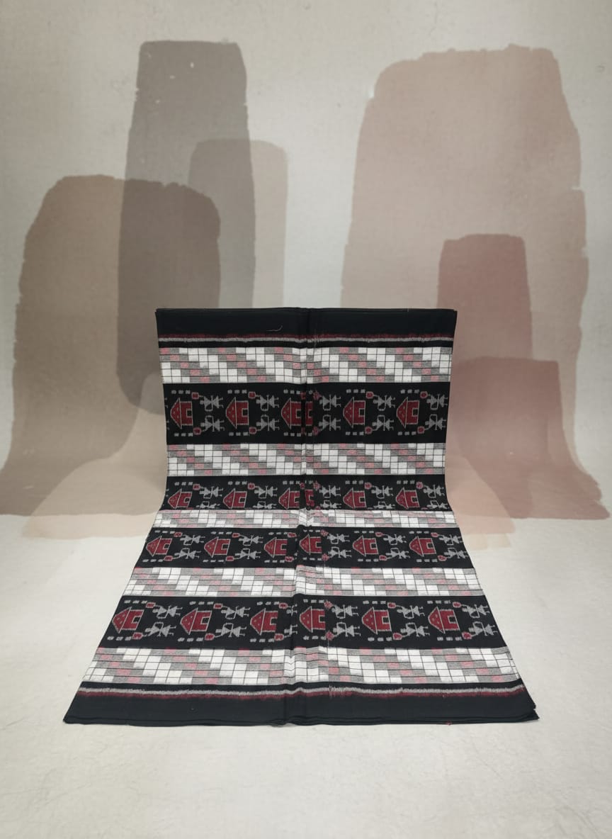 White Black Pasapali And Tribal Ikat Design Sambalpuri Fabrics