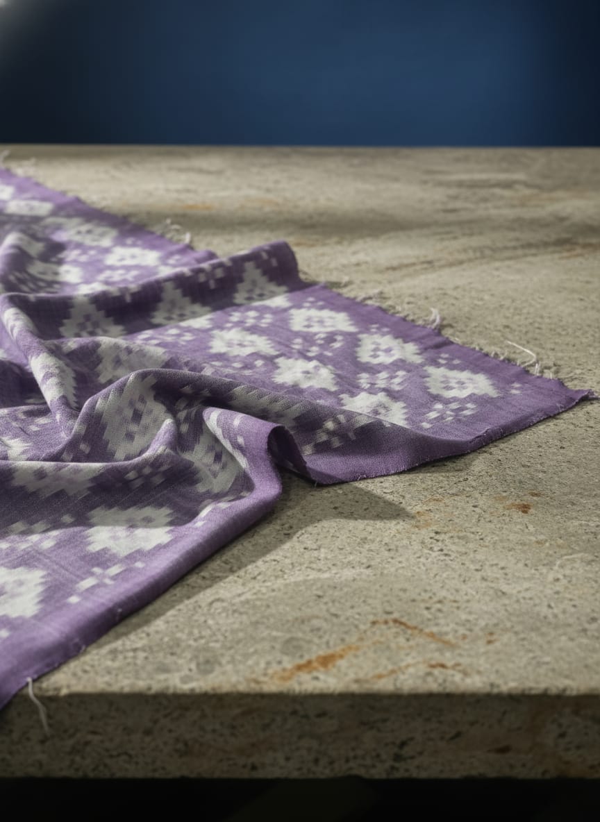 Light Violet White Pasapali Design Sambalpuri Fabrics
