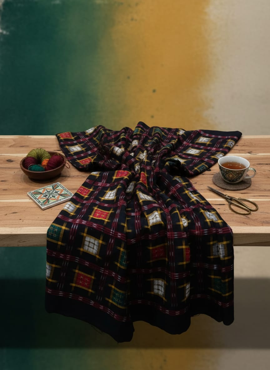 Black Multi Colour Aswini Design Sambalpuri Fabrics