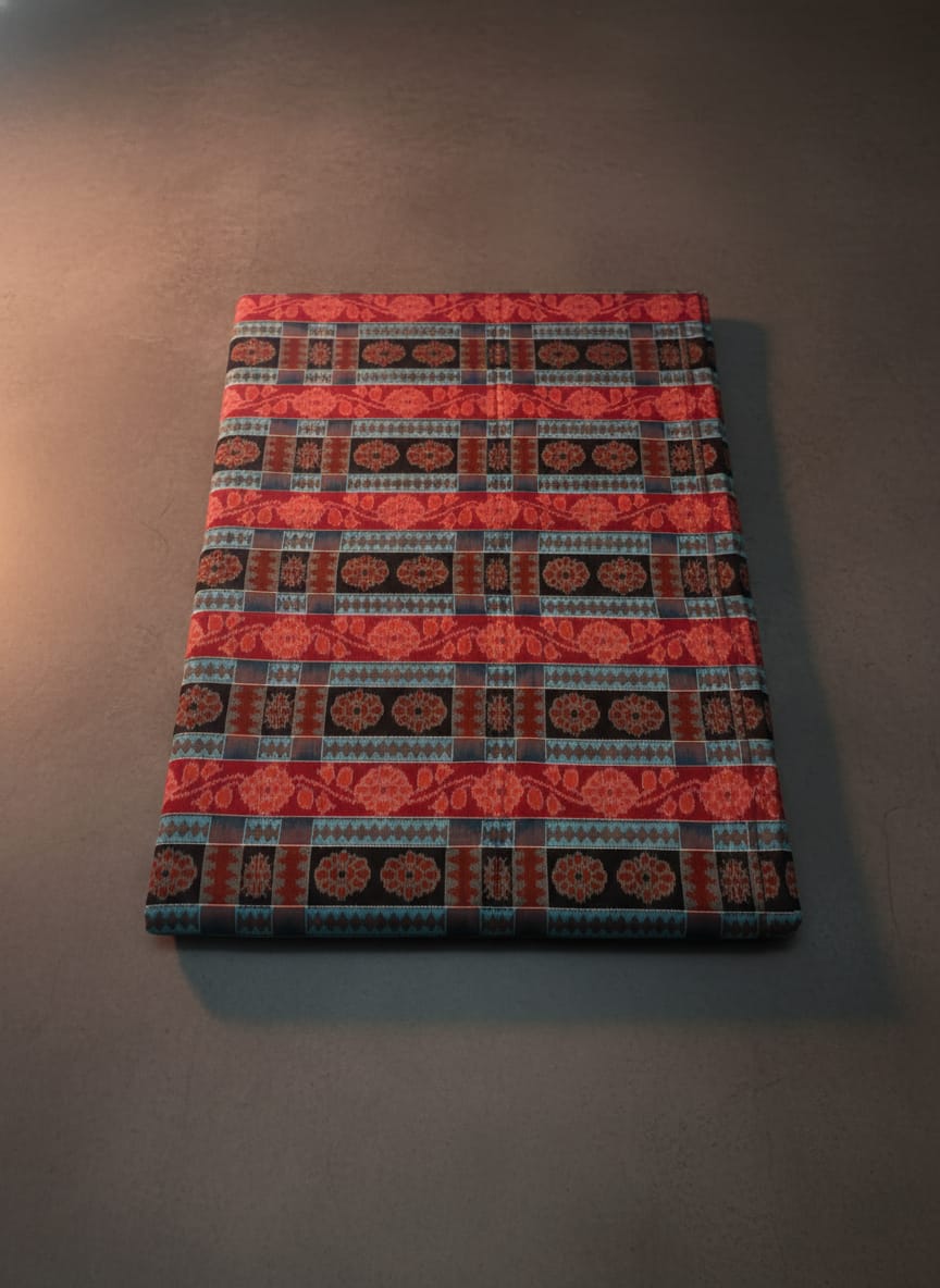 Red Black Flower Lata Design Sambalpuri Fabrics