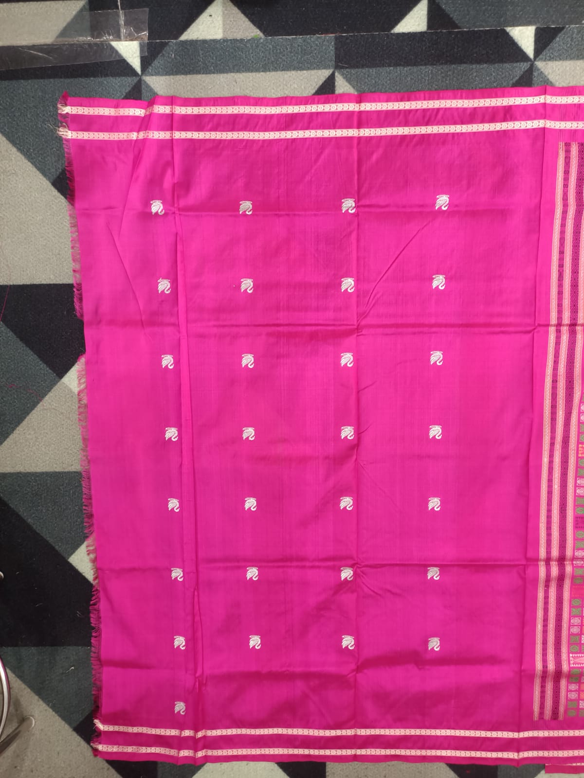 Sea Green Magenta Chilika Theme Exclusive Sambalpuri Silk Saree