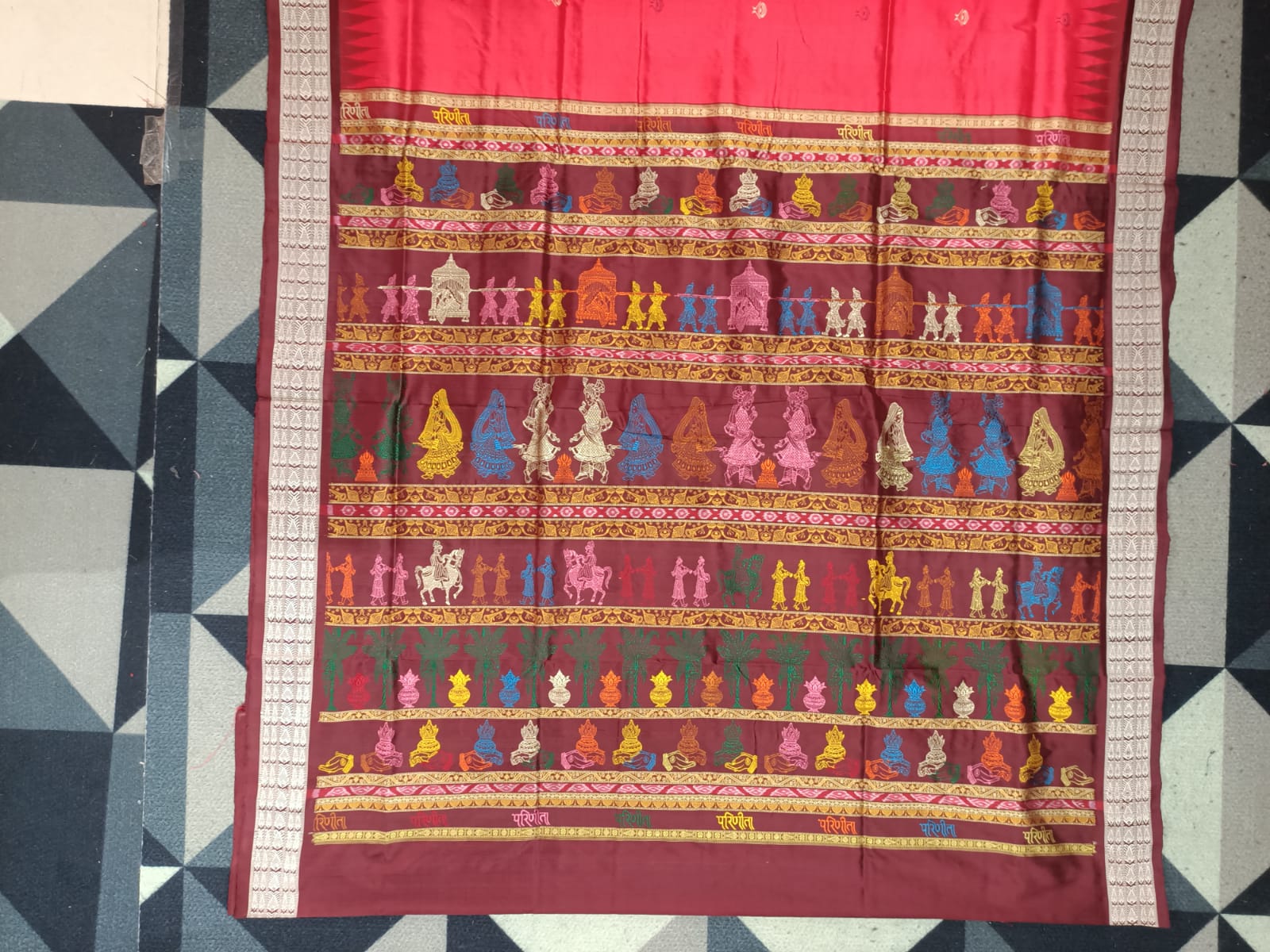 Red Coffee Parinita(Marriage ) Exclusive Sambalpuri Silk Saree