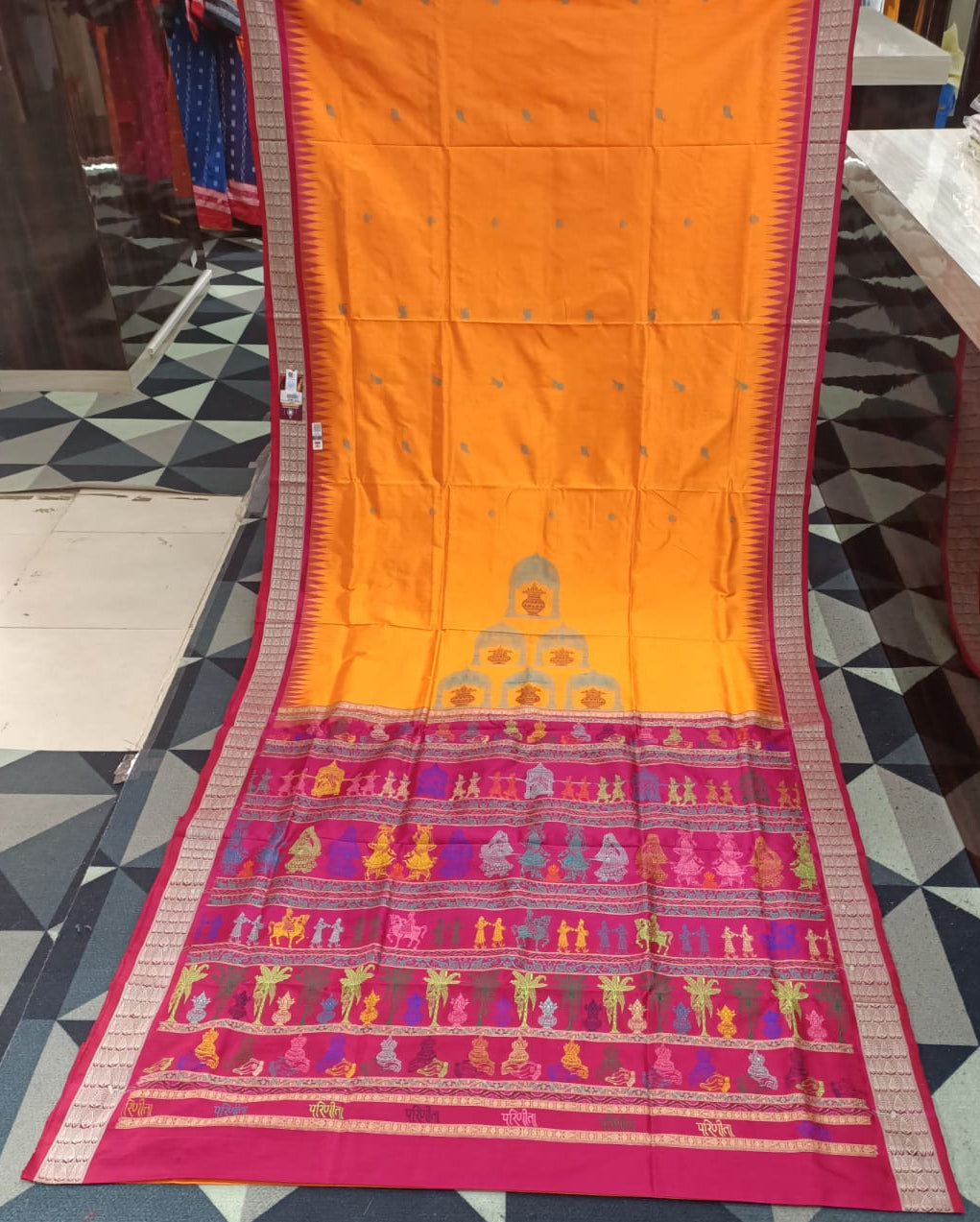 Orange Magenta Parinita(Marriage ) Exclusive Sambalpuri Silk Saree