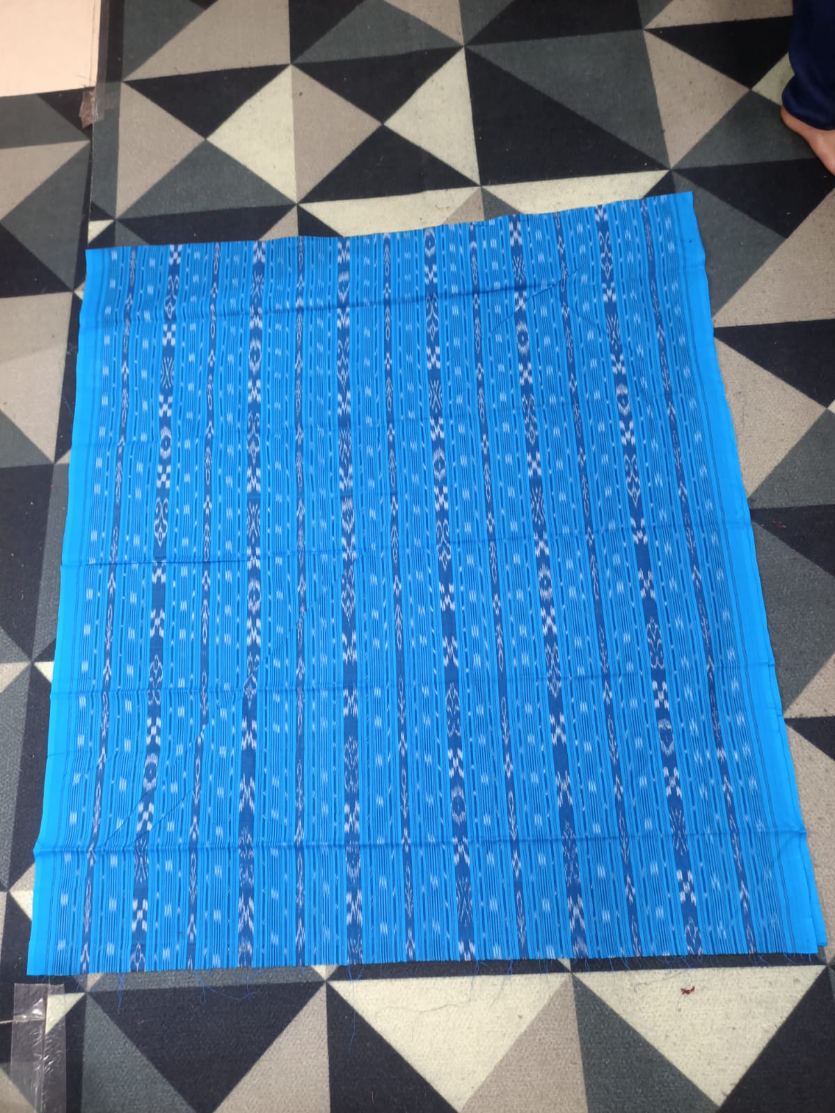 Copper Sulphate  Sky Handwoven Odisha Ikat Unstitched Dress Material Set (Top 2.5m, Dupatt2.5m, Bottom 2m)