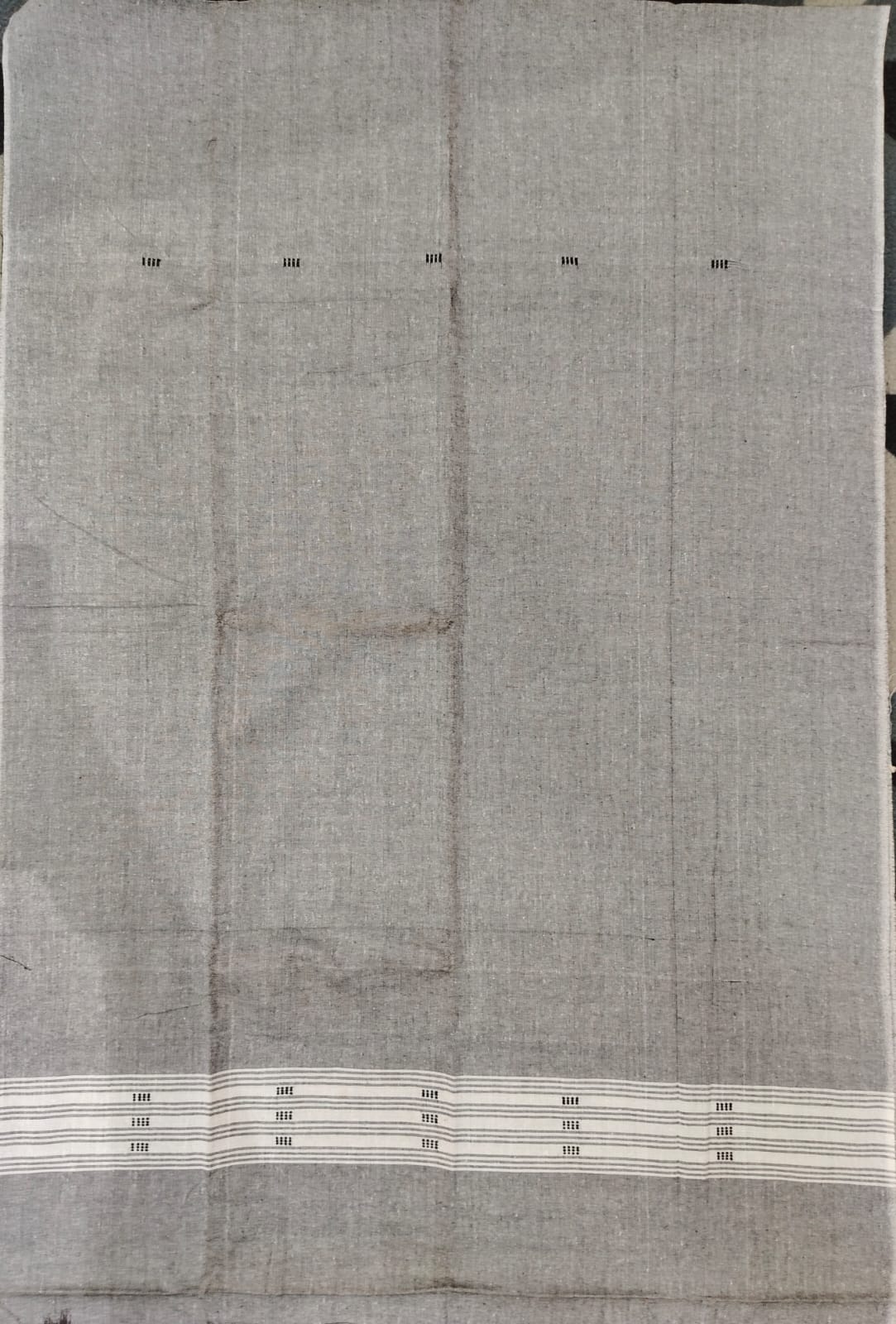 Yellow Grey Handwoven Odisha Ikat Unstitched Dress Material Set (Top 2.5m, Dupatt2.5m, Bottom 2m)