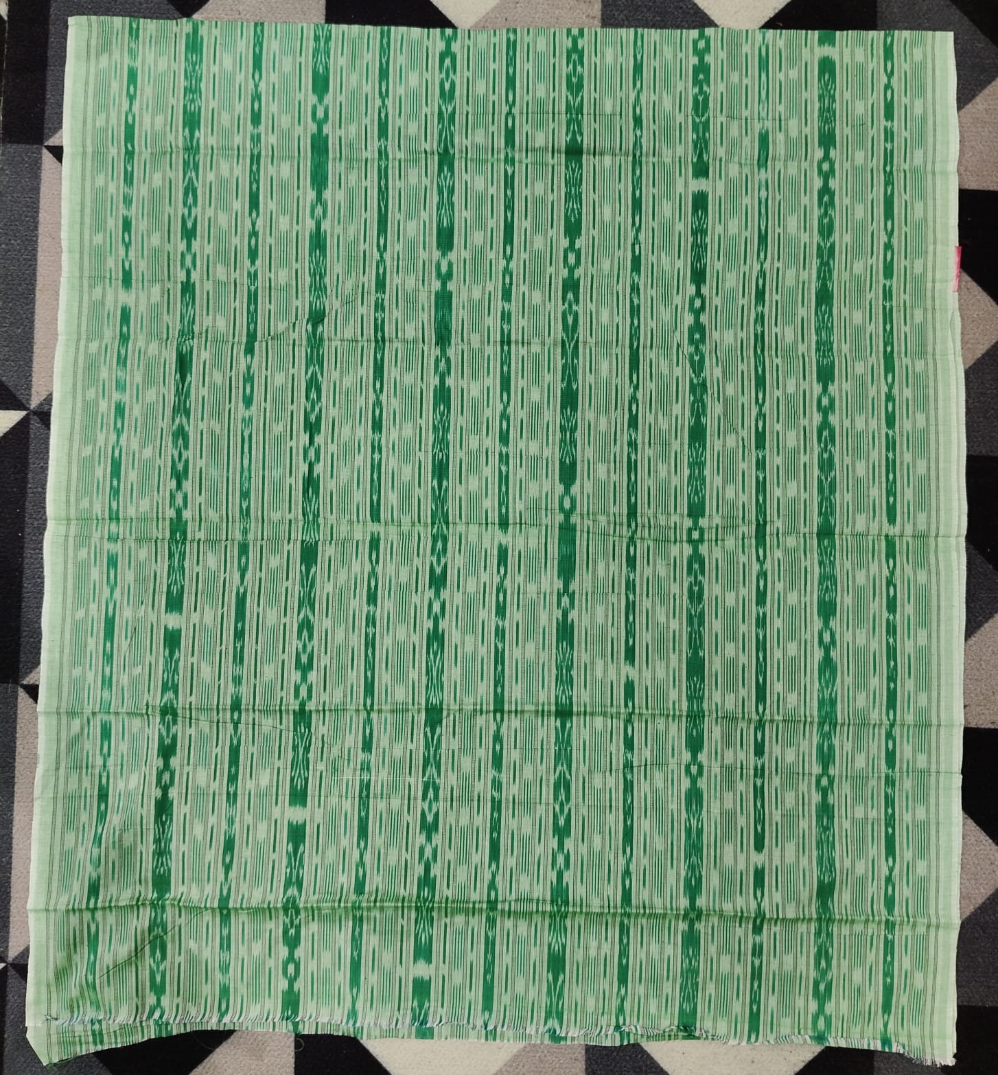 Light Green Greyish-green Handwoven Odisha Ikat Unstitched Dress Material Set (Top 2.5m, Dupatt2.5m, Bottom 2m)