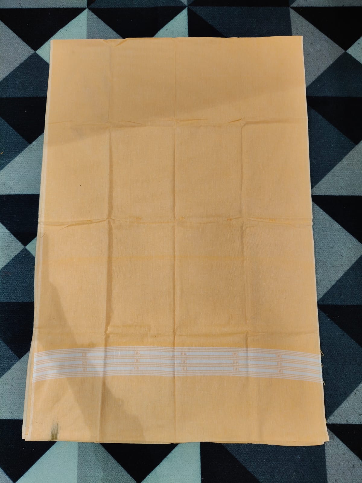 Mustard Cream Handwoven Odisha Ikat Unstitched Dress Material Set (Top 2.5m, Dupatt2.5m, Bottom 2m)
