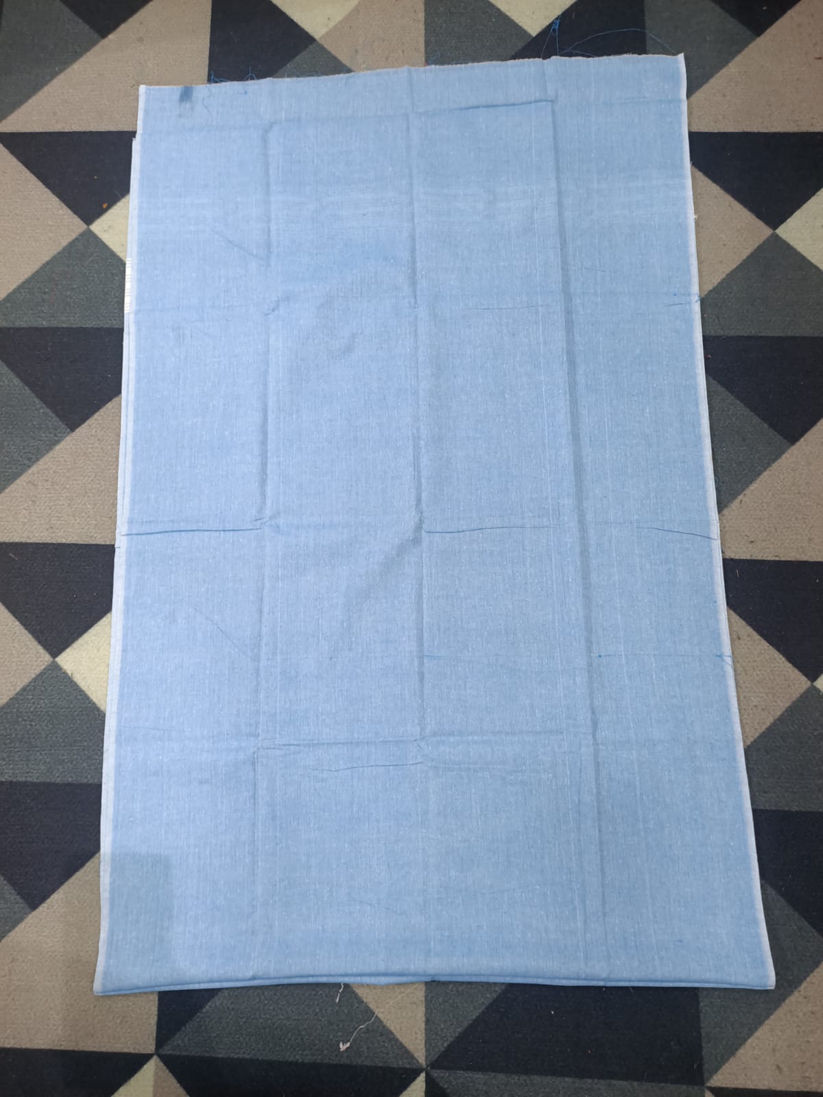 Royal Blue Light Sky Blue Handwoven Odisha Ikat Unstitched Dress Material Set (Top 2.5m, Dupatt2.5m, Bottom 2m)