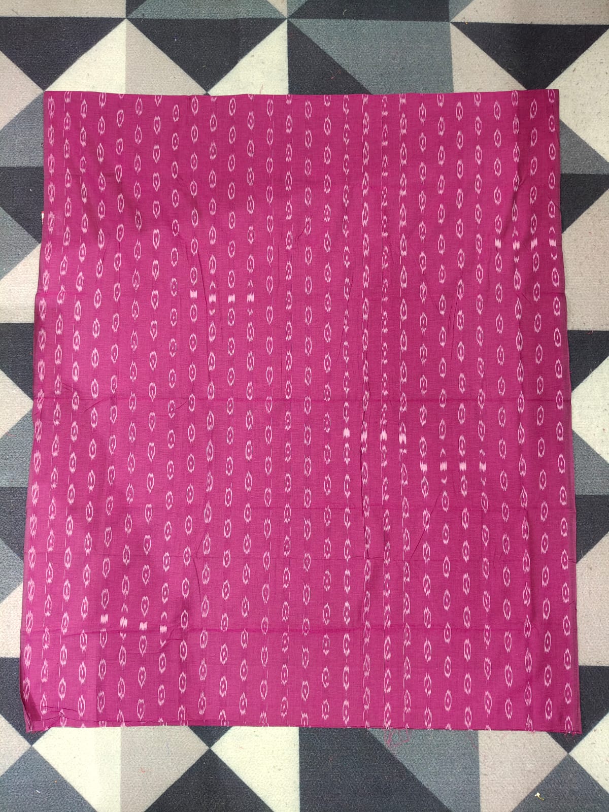 Magenta Light Pink Handwoven Odisha Ikat Unstitched Dress Material Set (Top 2.5m, Dupatt2.5m, Bottom 2m)