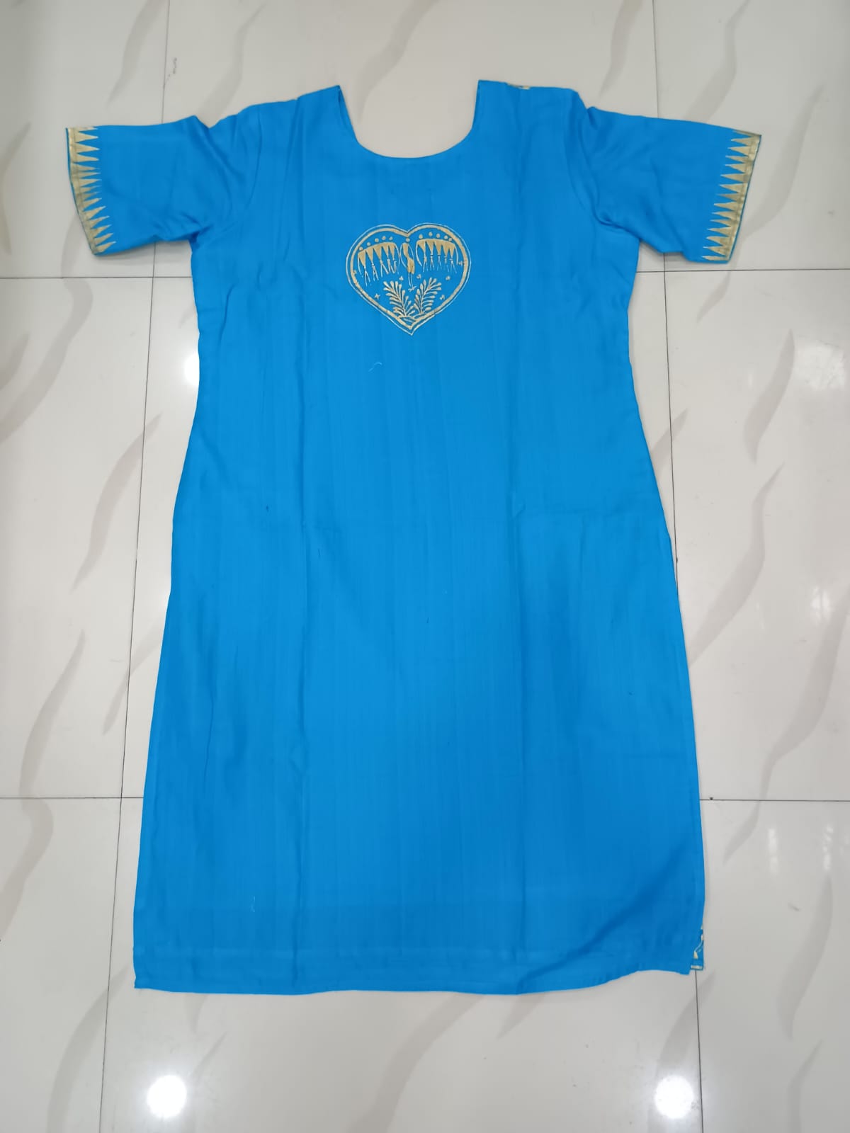 Copper Sulphate Tribal Art Hand Painted Cotton Pattachitra Kurti