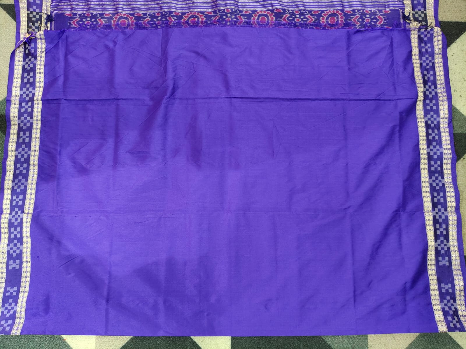 Dual Shade Green Blue Sakta Border Odisha Handloom Bomkai Silk Saree