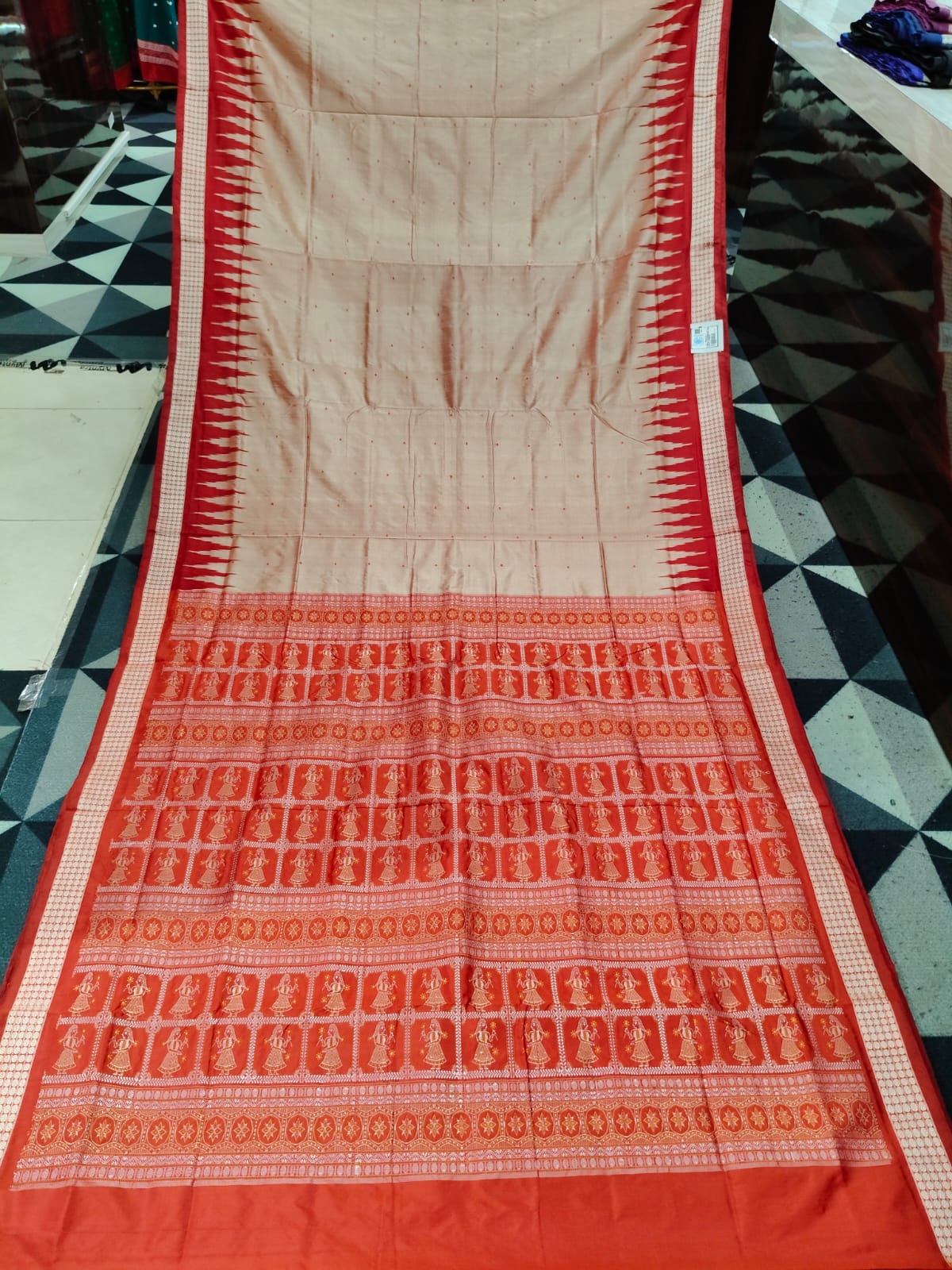 Matha Red Mini Buti Doll Anchal Bomkai Silk Saree
