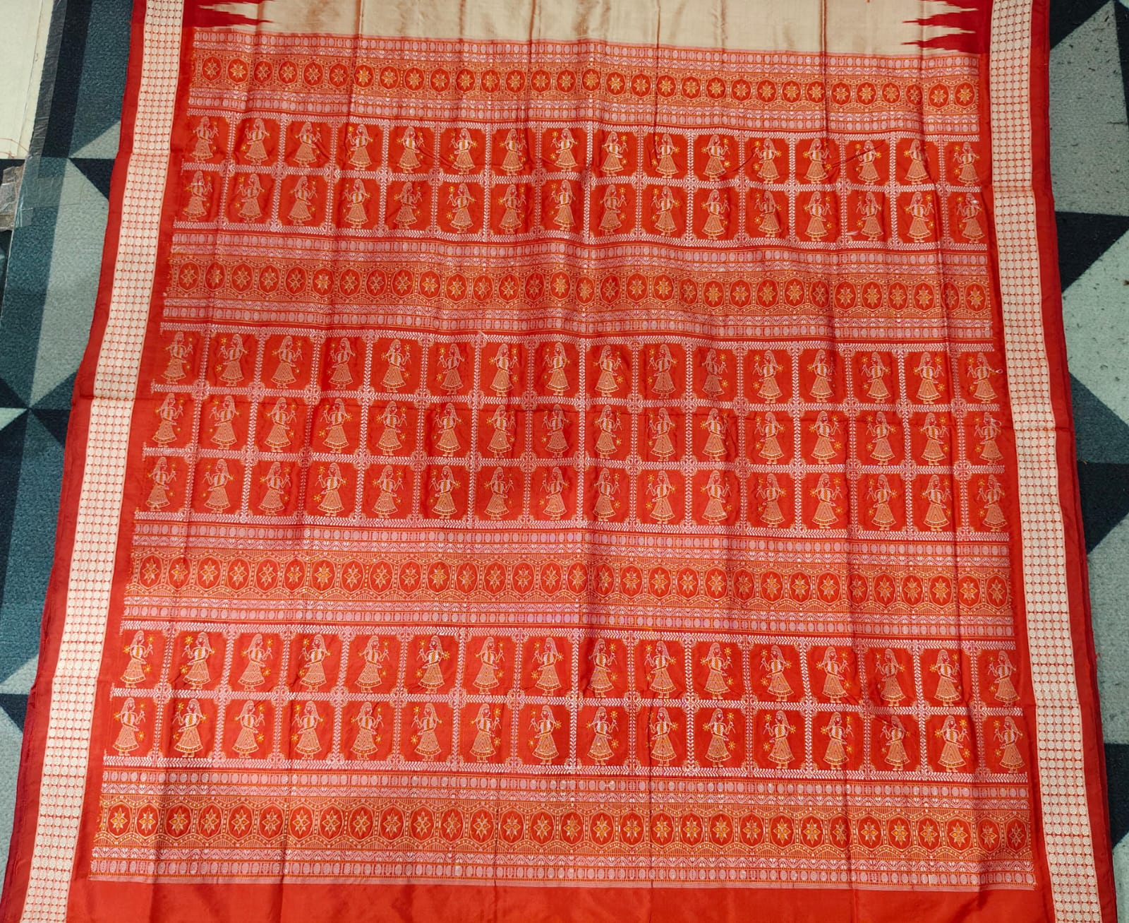Matha Red Mini Buti Doll Anchal Bomkai Silk Saree