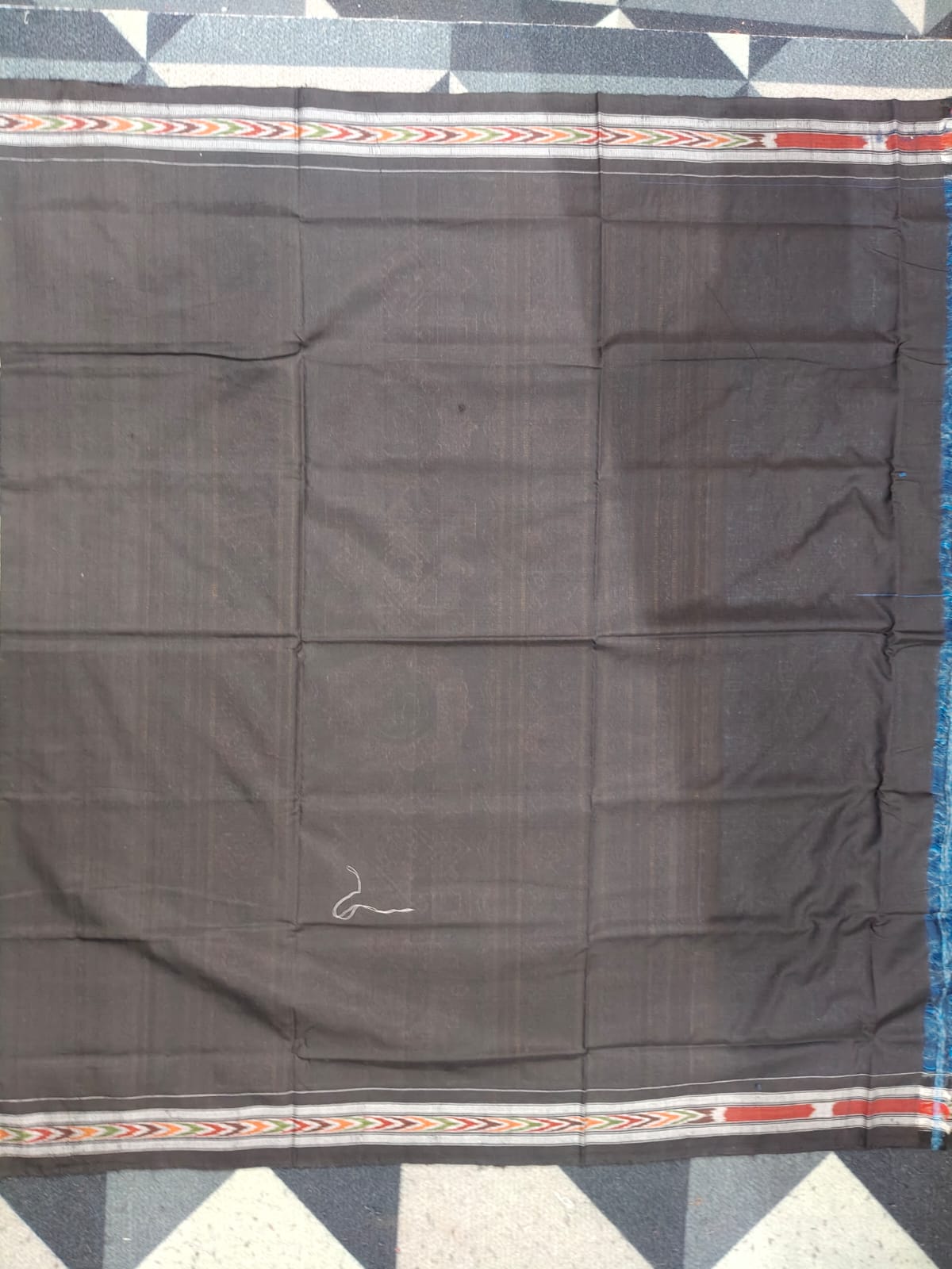 Copper Sulphate Black Laxmi Yantra Design  Sambalpuri Cotton Saree