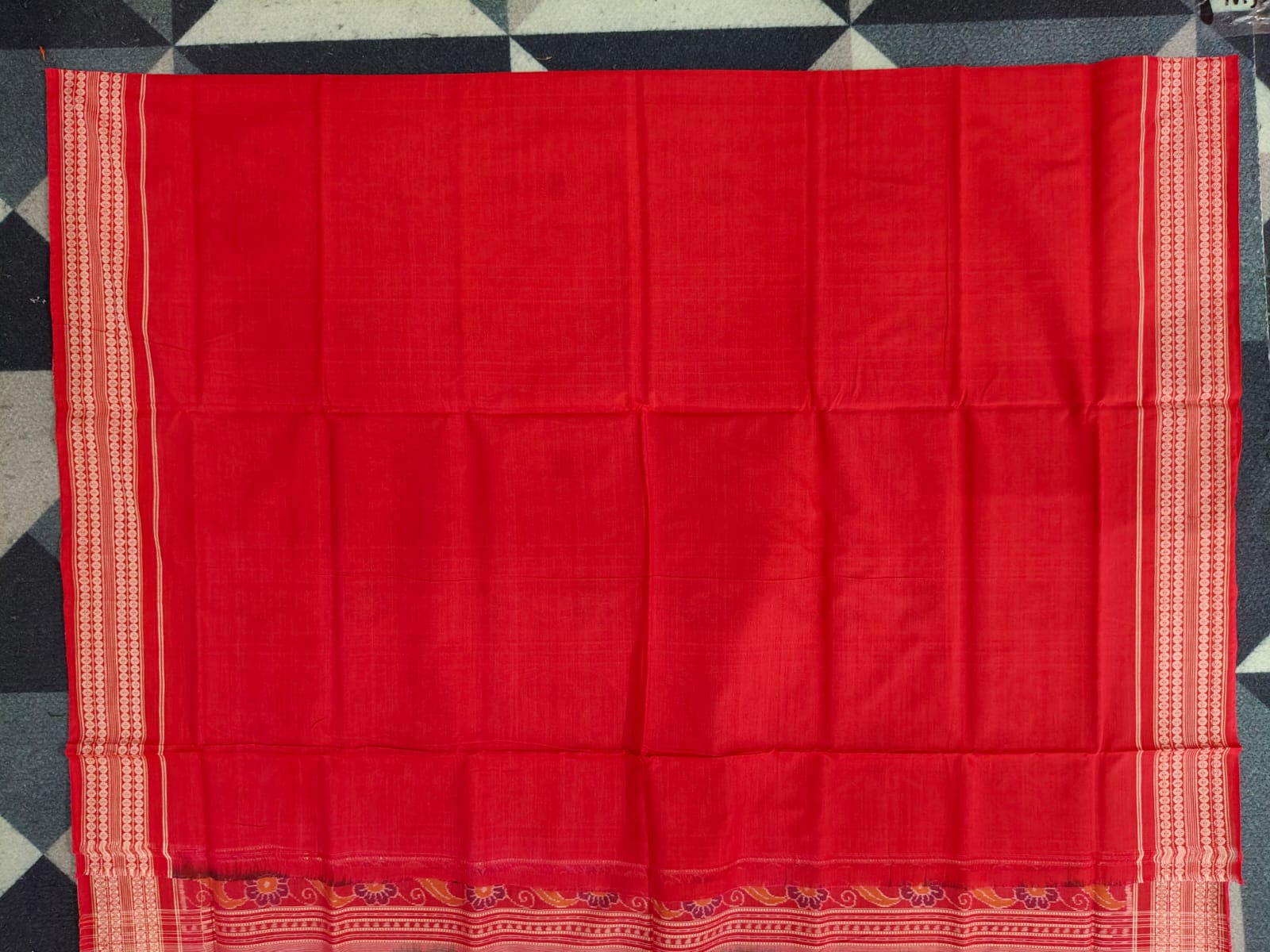 Coffee Red Nuakhai Juhar Design  Sambalpuri Cotton Saree