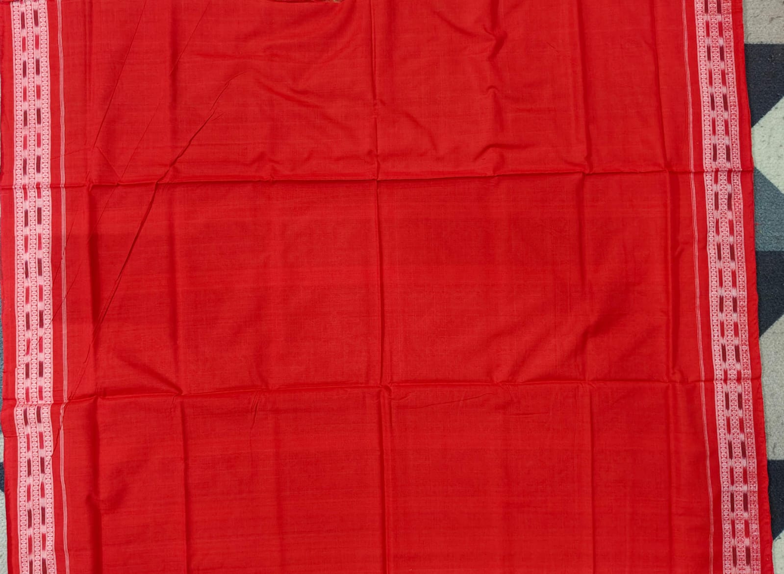 Green Red Flower Design Laxmi Yantra Anchal Sambalpuri Cotton Saree