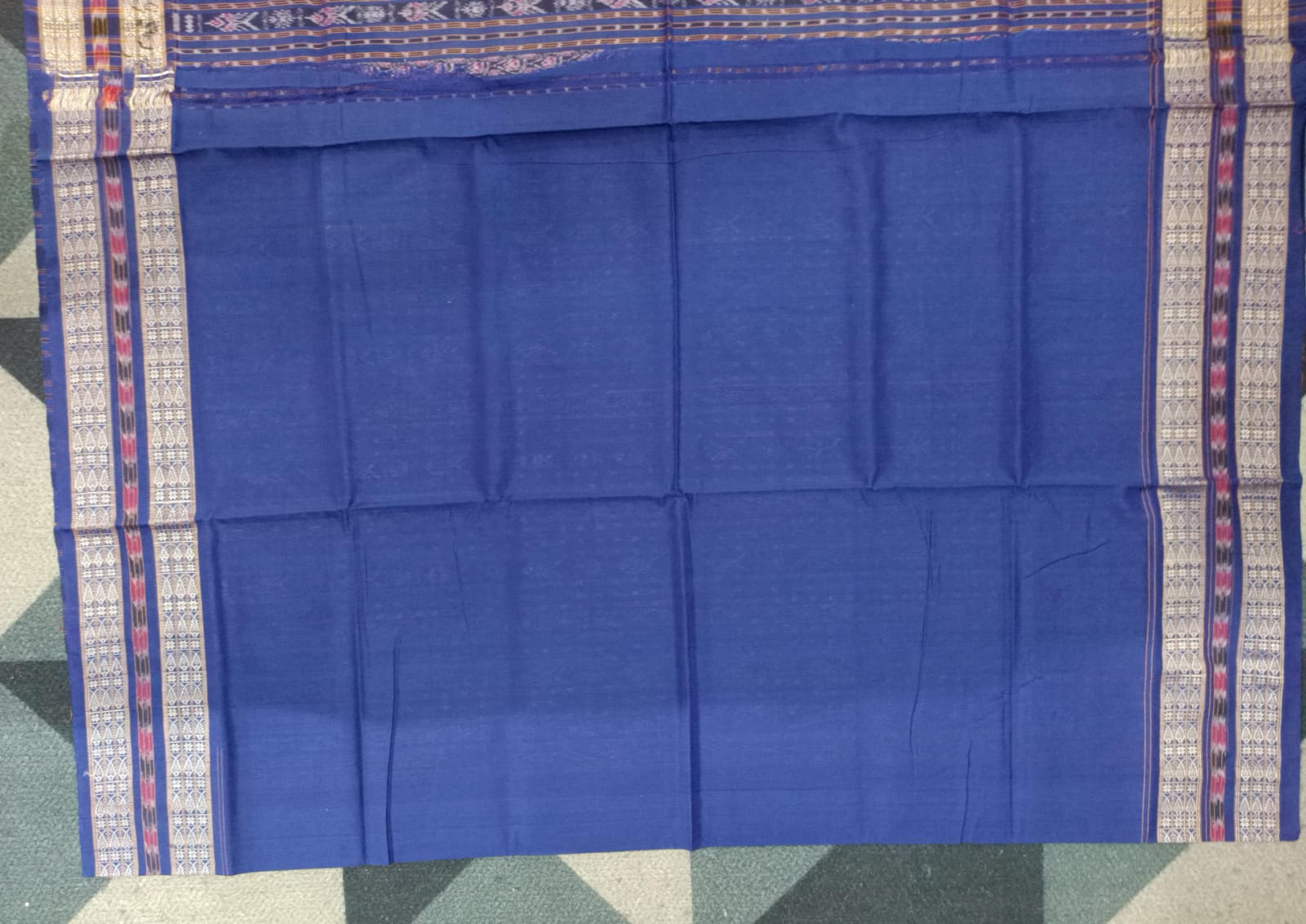 Red Blue Pasapali With Scot Deer Design Sambalpuri Cotton Saree