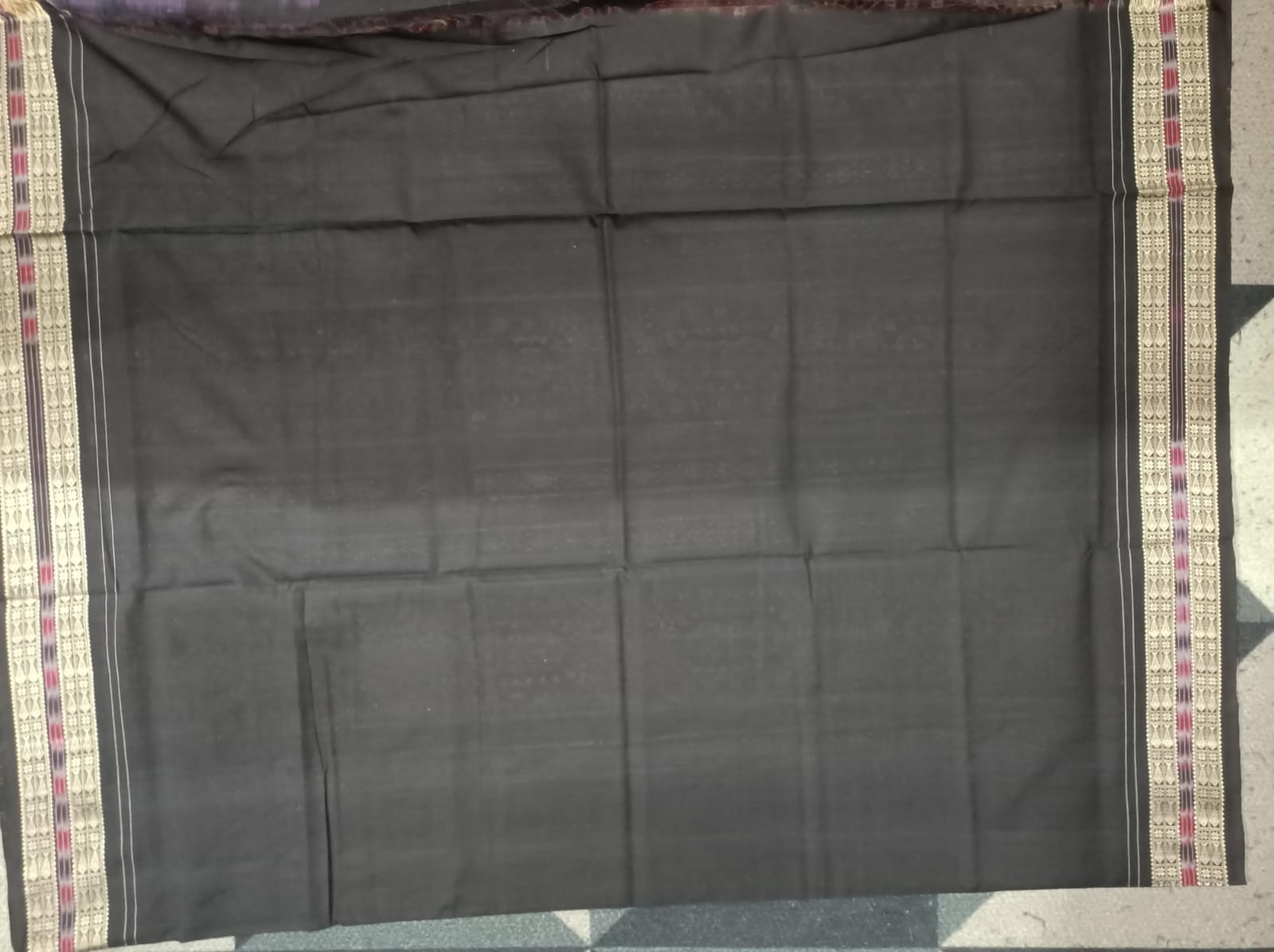 Purple Black Animal  Design Sambalpuri Cotton Saree