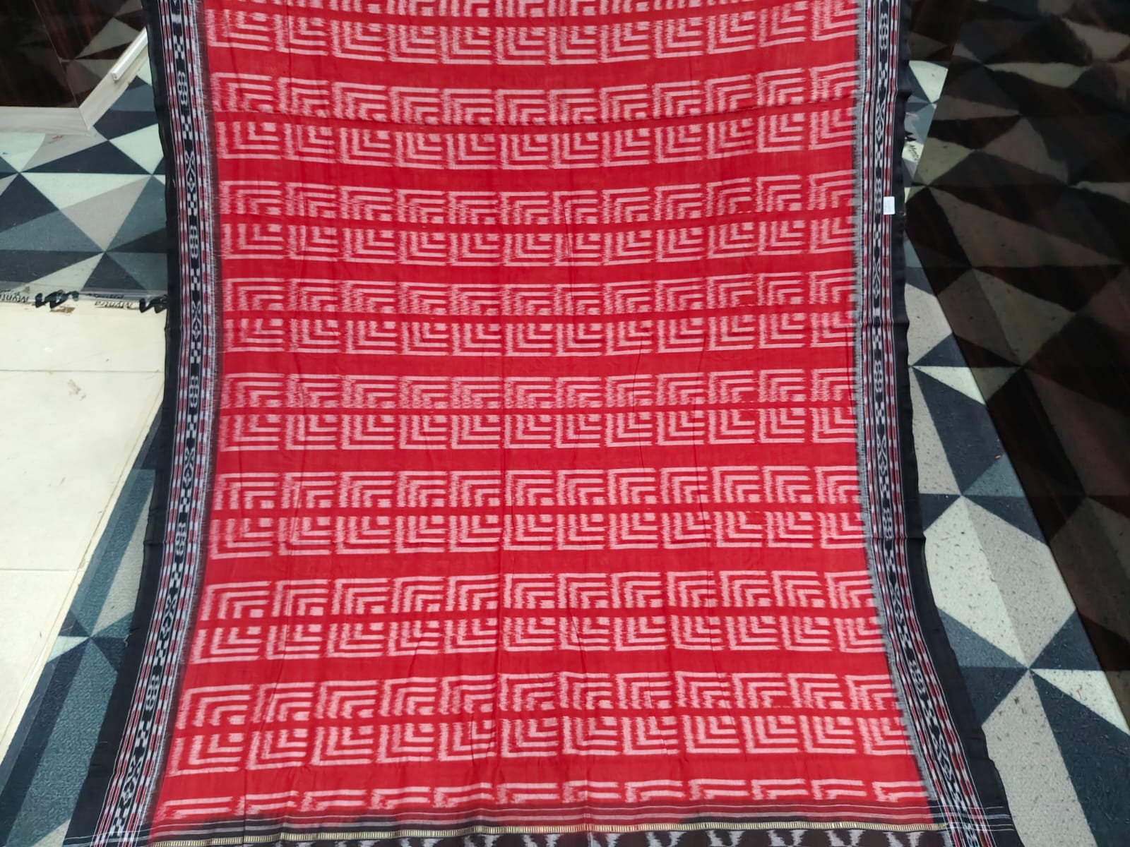 Red Black Ikat Design Khandua Cotton Saree