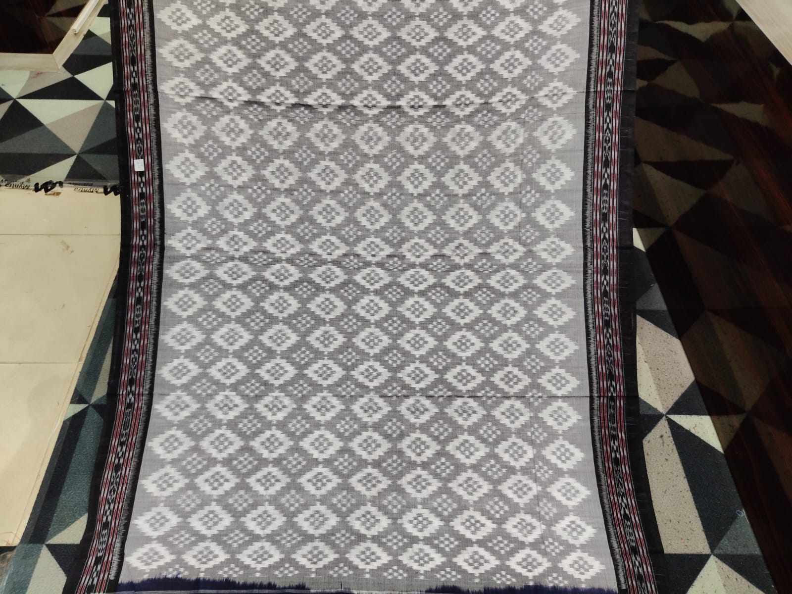 Grey Black Pasapali Khandua Cotton Saree