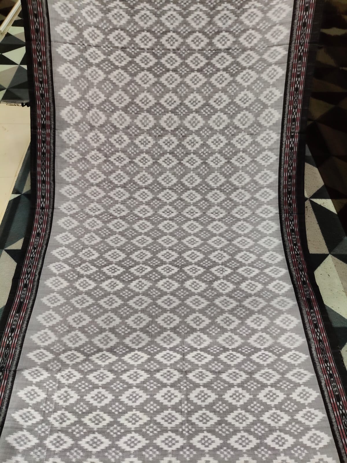 Grey Black Pasapali Khandua Cotton Saree