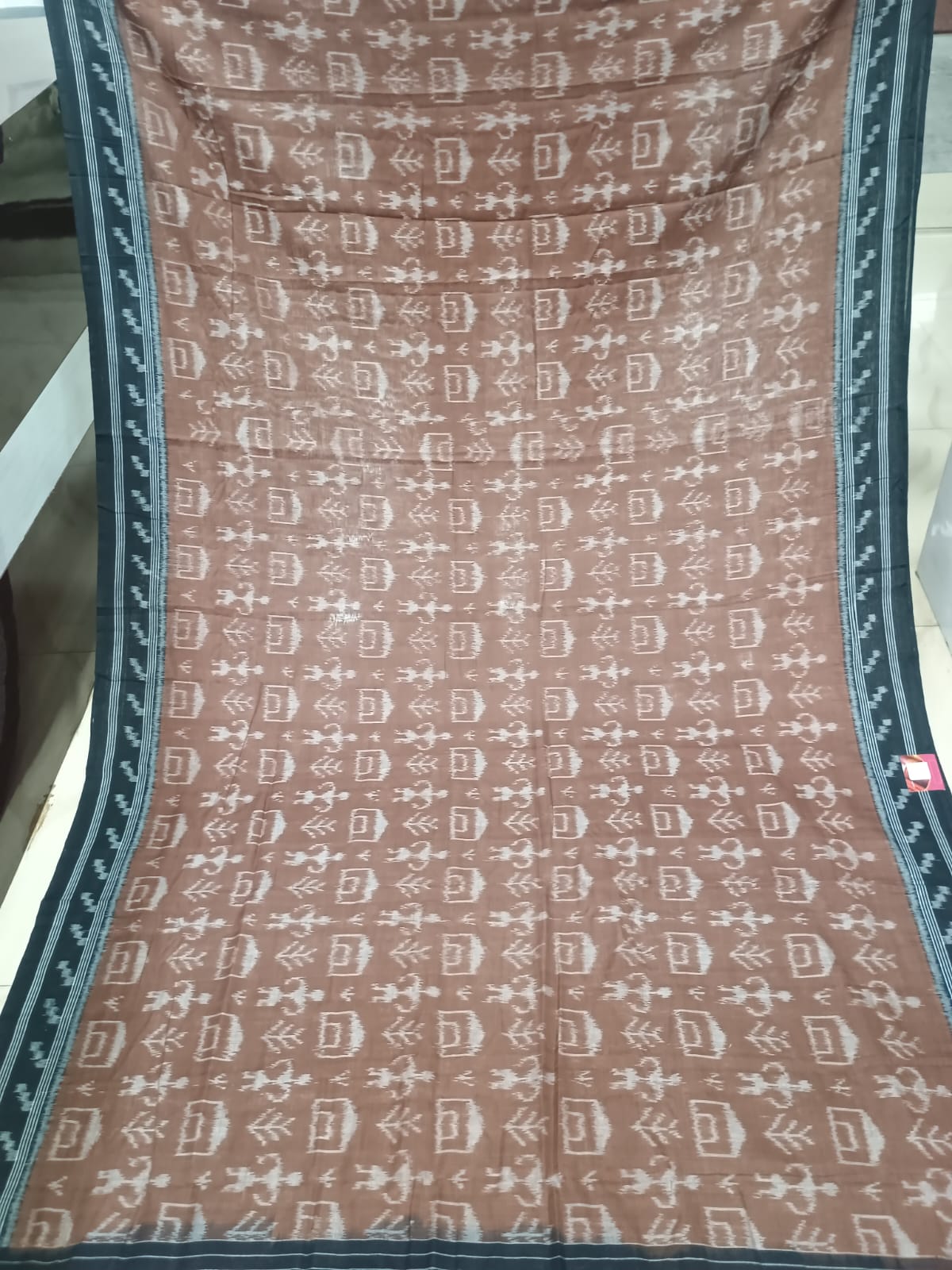 Brown Black Tribal And House Khandua Cotton Saree