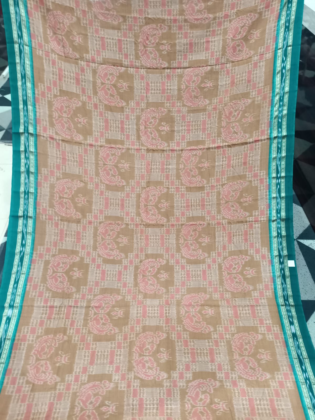 Matha Green Ekat Khandua Cotton Saree