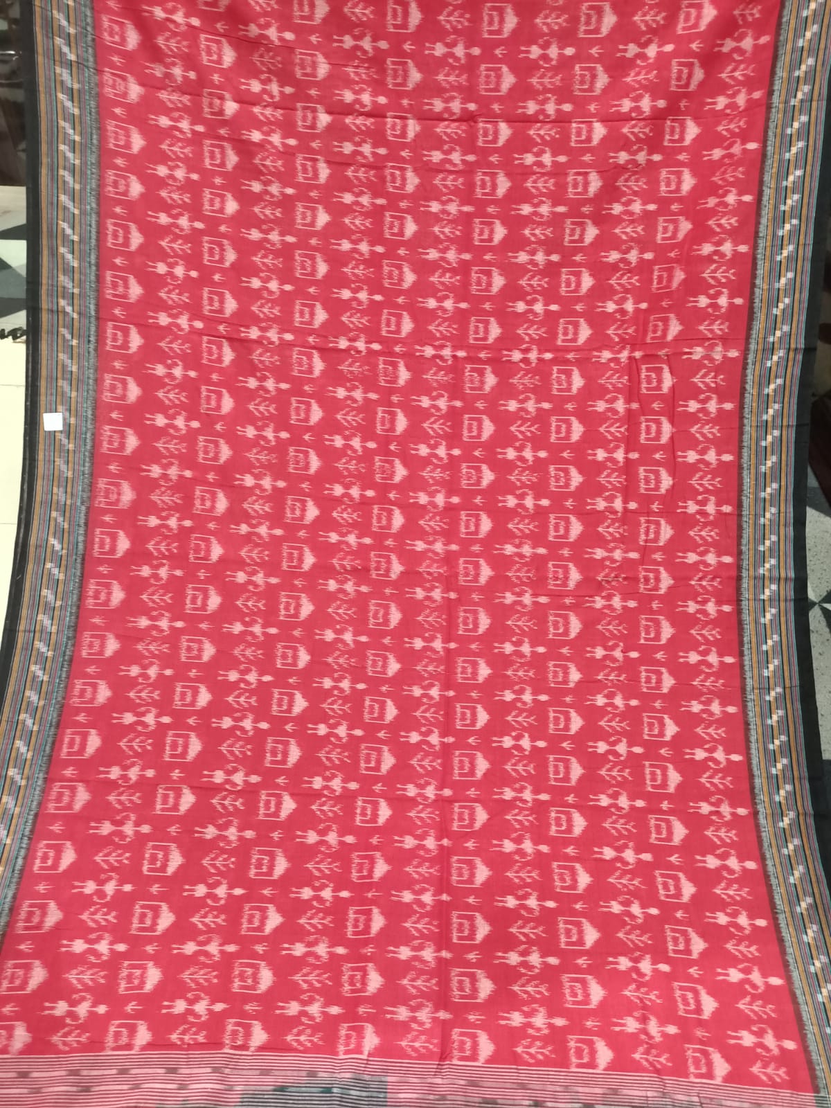 Red Black Tribal House Design Khandua Cotton Saree