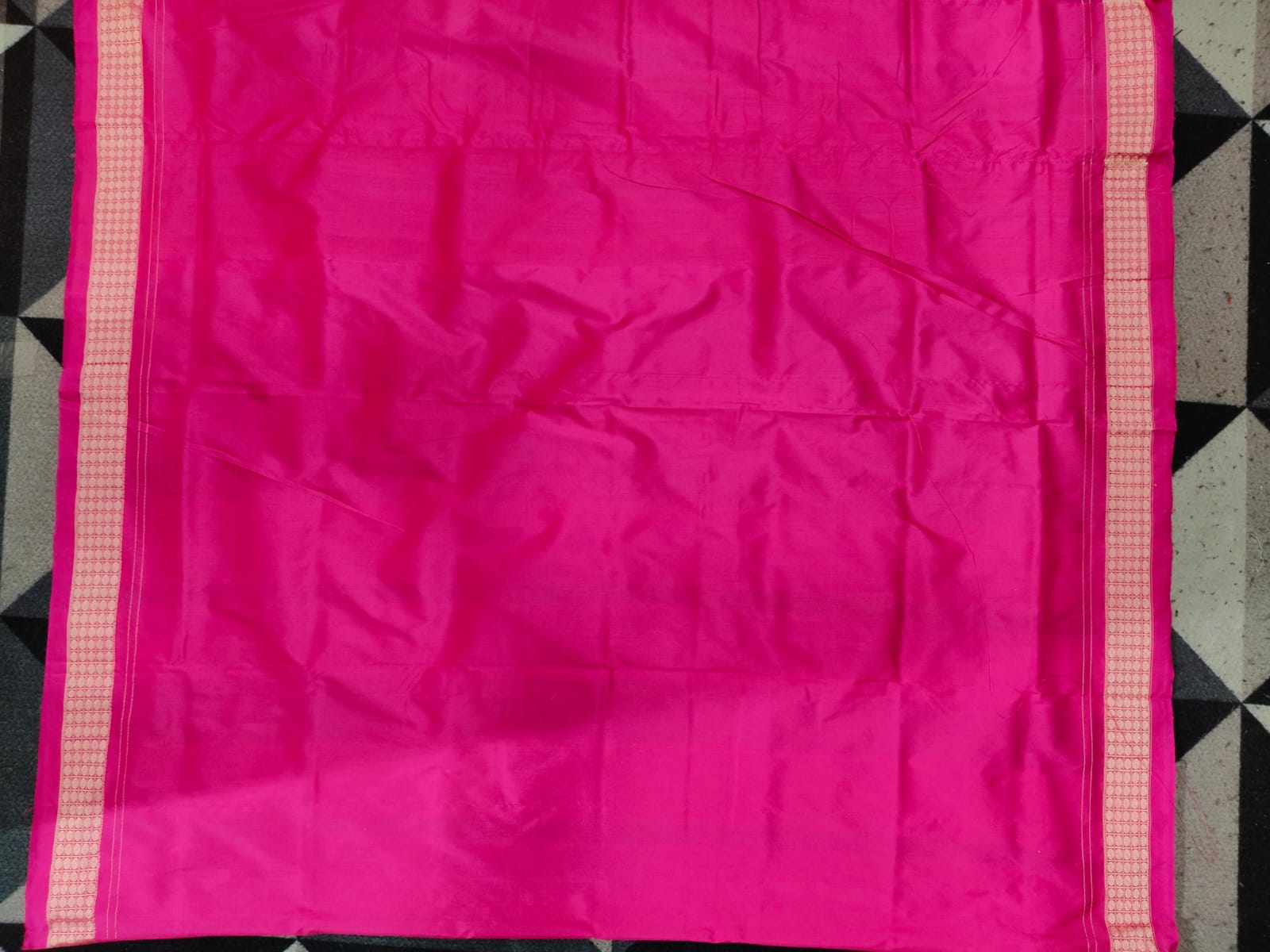 Rani Pink Konark Temple & Wheel Sambalpuri Semi Silk Saree