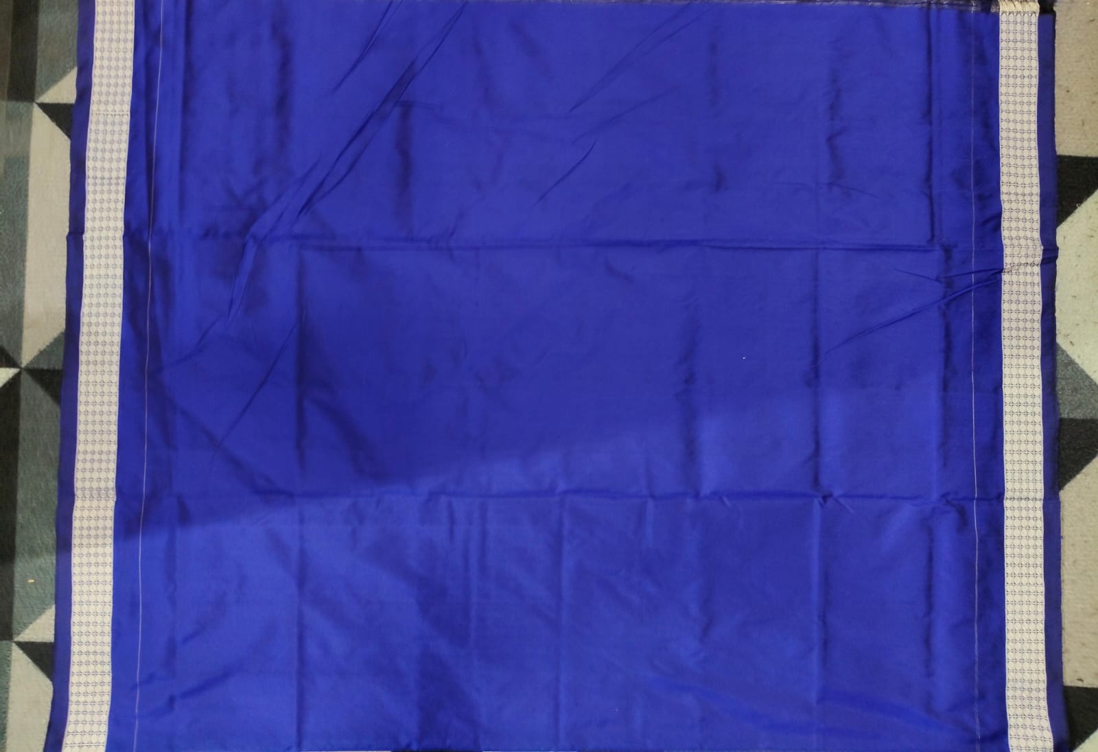 Green Blue Tribal House & Flower Sambalpuri Semi Silk Saree