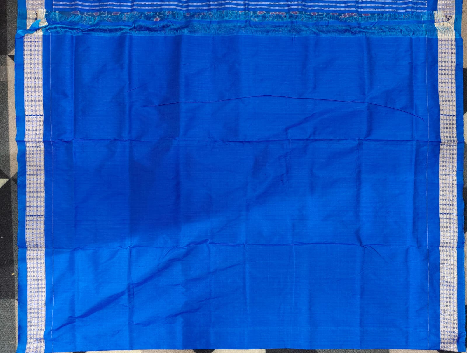 Sea Green Copper Sulphate Magenta Odishi Face Sambalpuri Semi Silk Saree